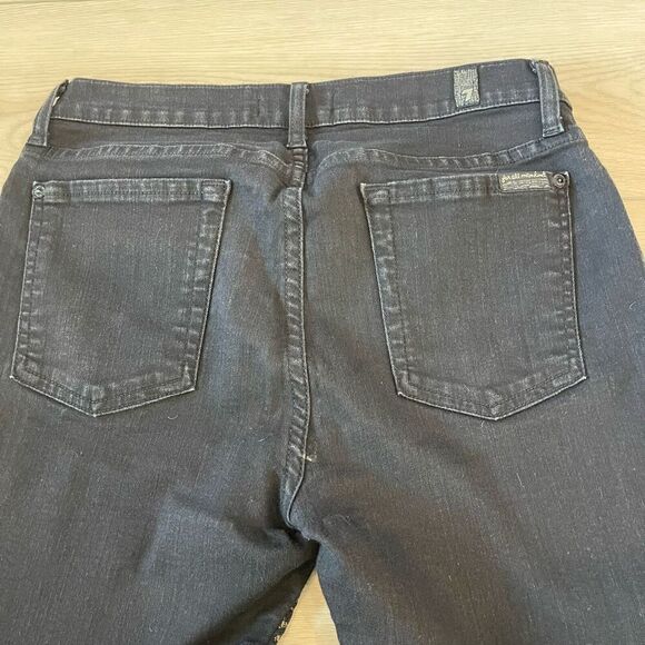 7 For All Mankind‎ 29 Black and Gold Brocade Skinny Leg Jeans Festive Boho Artsy - Picture 4 of 11